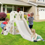L-Shaped 5-in-1 Kids Slide Climber with Ball & Hoop, Storage Space, and Non-Slip Steps for Indoor/Outdoor Play - Image 2