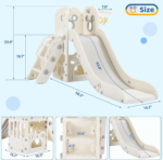 L-Shaped 5-in-1 Kids Slide Climber with Ball & Hoop, Storage Space, and Non-Slip Steps for Indoor/Outdoor Play - Image 4