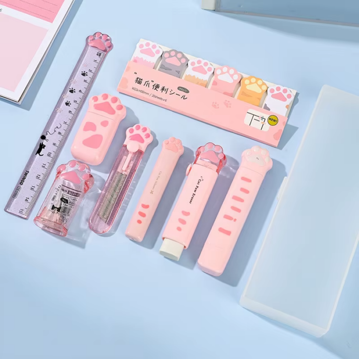 Cat Paw Themed 9-in-1 Stationery Set for Educational Gifts - Image 2