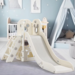 L-Shaped 5-in-1 Kids Slide Climber with Ball & Hoop, Storage Space, and Non-Slip Steps for Indoor/Outdoor Play - Image 3