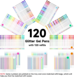 240 Pack Glitter Gel Pens - 120 Vibrant Colors with Refills for Stunning Adult Coloring and Crafting - Image 3