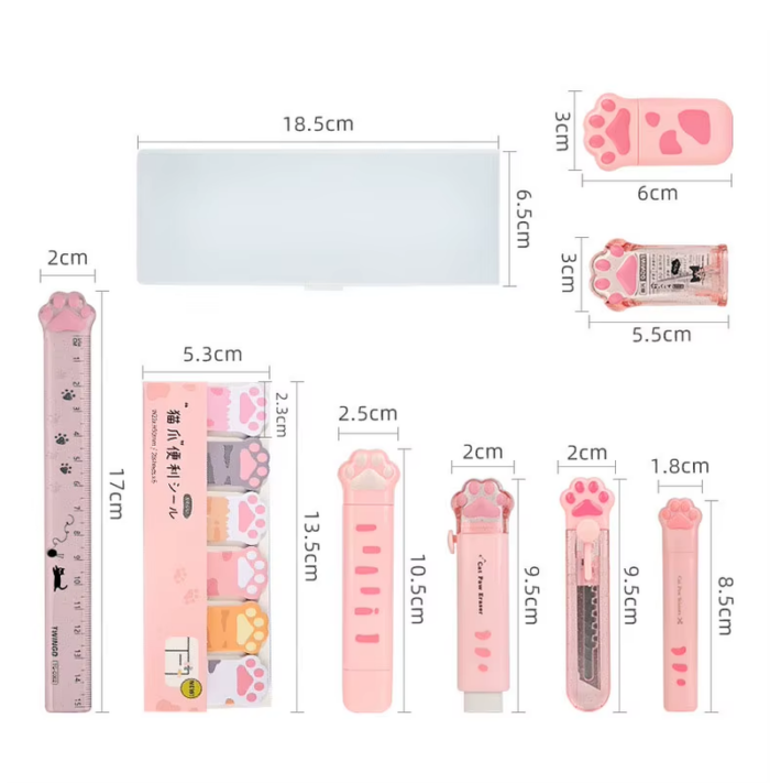 Cat Paw Themed 9-in-1 Stationery Set for Educational Gifts - Image 6
