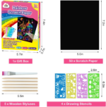 Rainbow Scratch Paper Art Set - 60PCS Creative Gifts for Kids Ages 4-12, Perfect for Easter Baskets and Birthday Fun (Pink) - Image 4