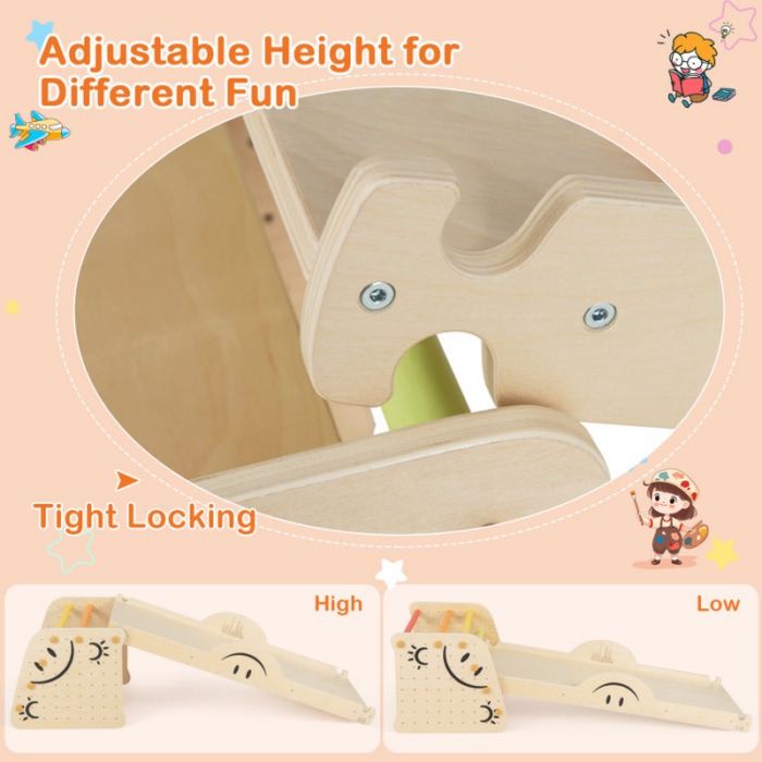 Wooden Triangle Climber Set with Seesaw for Children - Image 7