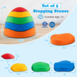 5-Piece Stackable Round River Stone Stepping Stones for Kids - Indoor and Outdoor Use - Image 3