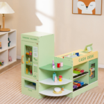 Children's Wooden Supermarket Playset with Checkout Counter - Image 3