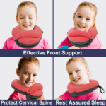 Kids Travel Pillows - 360° Head Support for Comfortable Airplane Sleep, Soft Neck Pillow for Car Travel, Ideal for Boys (Small, Pink Grey, 40-90 Lbs)