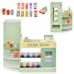 Children's Wooden Supermarket Playset with Checkout Counter - Image 4