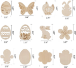 60PCS Easter Wood Cutouts - DIY Bunny & Egg Ornaments for Kids' Crafts, Perfect for Easter Party Decor with Drawing Pen & Hang Cords - Image 3