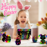 Rainbow Scratch Paper Art Set - 60PCS Creative Gifts for Kids Ages 4-12, Perfect for Easter Baskets and Birthday Fun (Pink) - Image 5