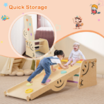 Wooden Triangle Climber Set with Seesaw for Children - Image 10