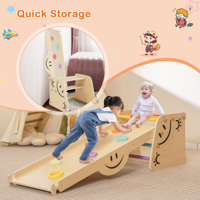 Wooden Triangle Climber Set with Seesaw for Children - Image 10