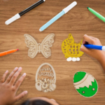60PCS Easter Wood Cutouts - DIY Bunny & Egg Ornaments for Kids' Crafts, Perfect for Easter Party Decor with Drawing Pen & Hang Cords - Image 4