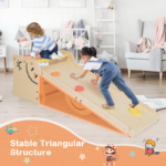 Wooden Triangle Climber Set with Seesaw for Children - Image 3