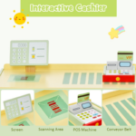 Children's Wooden Supermarket Playset with Checkout Counter - Image 6