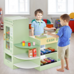 Children's Wooden Supermarket Playset with Checkout Counter - Image 2