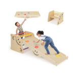 Wooden Triangle Climber Set with Seesaw for Children