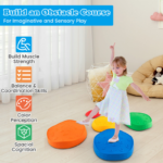 5-Piece Stackable Round River Stone Stepping Stones for Kids - Indoor and Outdoor Use - Image 4