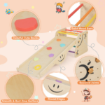 Wooden Triangle Climber Set with Seesaw for Children - Image 9