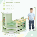 Children's Wooden Supermarket Playset with Checkout Counter - Image 5