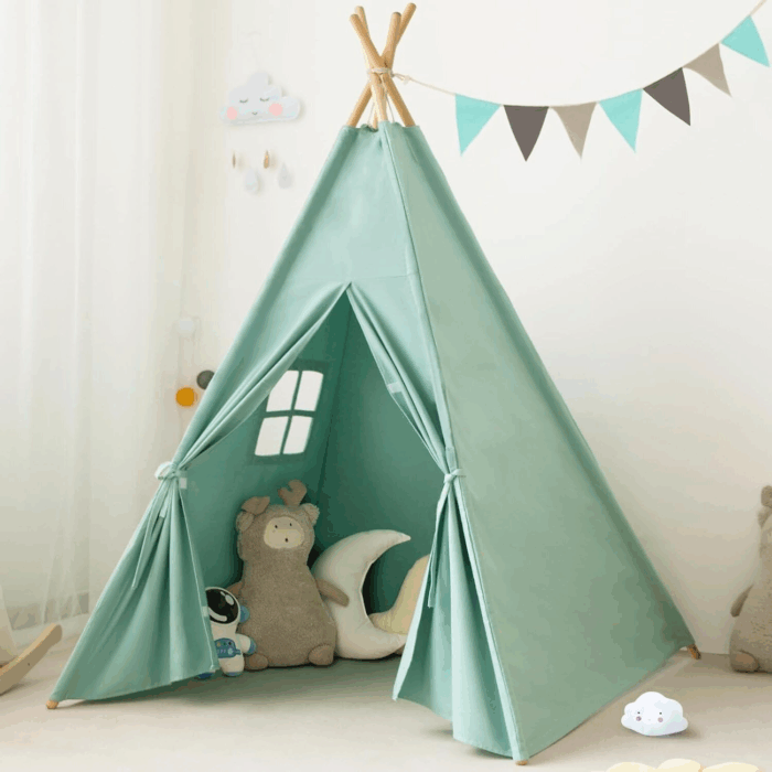 Kids Teepee Tent - Portable Indoor/Outdoor Play Tent in White - Image 13