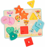 Shapely Color Puzzle – Engaging Wooden Peg Puzzle for Toddlers and Kids – Learn Shapes, Colors, and Animals – Perfect for Ages 18 Months and Up