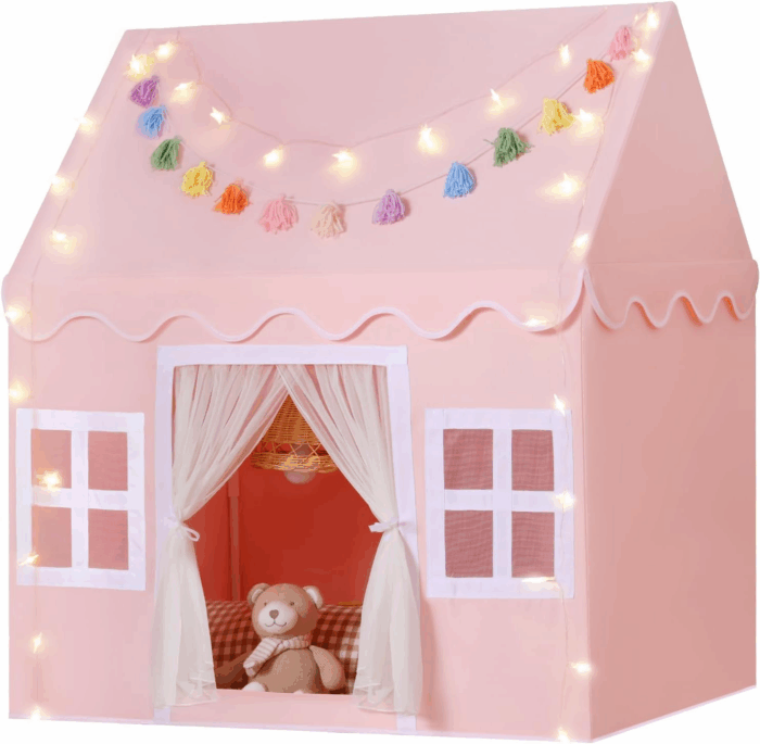 Cozy Kids Play Tent with Mat, Tassel Garland & Star Lights - Perfect Indoor Playhouse for Toddlers - Ideal Birthday Gift for Boys & Girls - Image 10