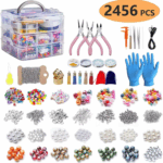 Deluxe 2456-Piece DIY Bead Jewelry Making Kit with Beads, Findings, and Accessories for Custom Bracelet and Necklace Creation