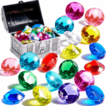 Diving Gems Pool Toys - 16 Colorful Diamond Treasure Set with Pirate Chest for Underwater Fun and Swim Training - Perfect Gift for Kids! - Image 7