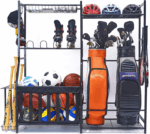 Ultimate Garage Sports Equipment Organizer - Versatile Golf Bag Stand & Ball Storage Rack for Indoor/Outdoor Use - Perfect for Kids Toys & Bins with Baskets