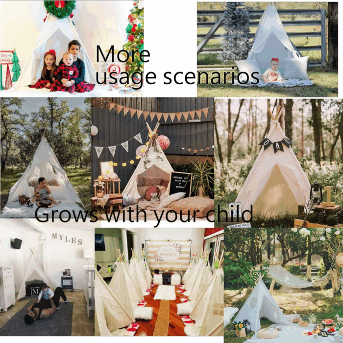 Kids Teepee Tent - Portable Indoor/Outdoor Play Tent in White - Image 4