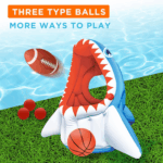 Ultimate Shark Pool Toy for Kids - 3-in-1 Inflatable Float Game with Basketball, Football, and Toss - Perfect Summer Fun for Ages 3-8! - Image 4