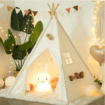 Kids Teepee Tent - Portable Indoor/Outdoor Play Tent in White - Image 2