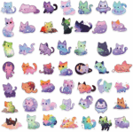 50 Adorable Cartoon Rainbow Cat Stickers - Aesthetic Vinyl for Laptops, Water Bottles, Suitcases & More! - Image 2