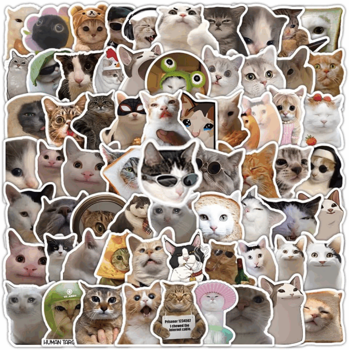 100 Pcs Hilarious Cat Stickers - Adorable Vinyl Memes for Water Bottles, Laptops, Phones & More! - Image 10