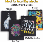 9"x12" Black Paper Sketchbook - 90 lb/150 GSM, 35 Sheets - Perfect for Pencil, Pastel, Charcoal, and More! - Image 3