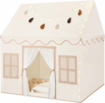 Cozy Kids Play Tent with Mat, Tassel Garland & Star Lights - Perfect Indoor Playhouse for Toddlers - Ideal Birthday Gift for Boys & Girls - Image 2