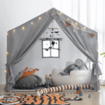 Large Indoor Kids Play Tent with Mat - s Playhouse Castle for Boys and Girls (Grey) - Image 13