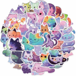 50 Adorable Cartoon Rainbow Cat Stickers - Aesthetic Vinyl for Laptops, Water Bottles, Suitcases & More!