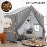 Large Indoor Kids Play Tent with Mat - s Playhouse Castle for Boys and Girls (Grey) - Image 4