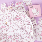Adorable 45Pcs Bunny Rabbit Stickers for Scrapbooking, Journaling, and DIY Crafts - Perfect for Planners, Laptops, and Phone Cases!