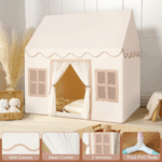 Cozy Kids Play Tent with Mat, Tassel Garland & Star Lights - Perfect Indoor Playhouse for Toddlers - Ideal Birthday Gift for Boys & Girls - Image 8