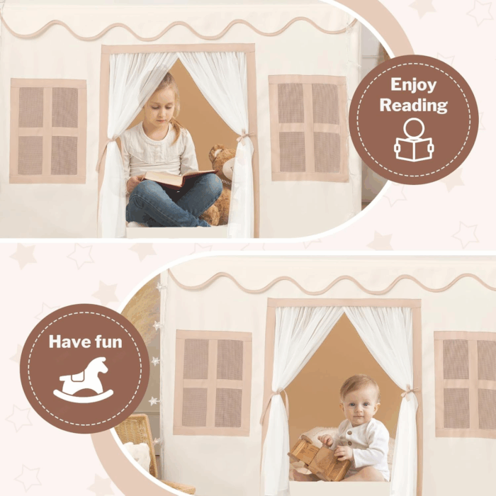 Cozy Kids Play Tent with Mat, Tassel Garland & Star Lights - Perfect Indoor Playhouse for Toddlers - Ideal Birthday Gift for Boys & Girls - Image 6