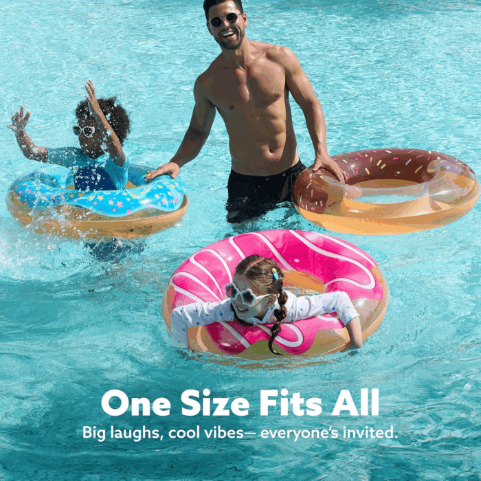 Glitter Donut Pool Float Set - Fun 32.5” Inflatable Tubes for Pool Parties & Donut Celebrations (3 Pack) - Image 4