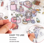 Adorable Kawaii Sticker Set - 100 Sheets of Cute Transparent Cartoon Animals & Flowers for Scrapbooking, Bullet Journals, DIY Crafts, Planners, and More! - Image 3