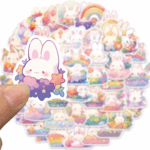 50 Adorable Cartoon Rainbow Cat Stickers - Aesthetic Vinyl for Laptops, Water Bottles, Suitcases & More! - Image 14