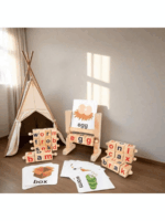 Words Spelling Game Set - Fawn Toy for Kids! Featuring Vowel Letter Pairing, Ideal for Cognitive Early Education, Comes with Wooden Reading Blocks and Flashcards to Enhance Language Skills and Learning Fun - Image 2