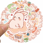 50 Adorable Kawaii Bunny Stickers - Pink Aesthetic Waterproof Decals for Water Bottles, Laptops, Scrapbooking & More - Perfect for Teens, Girls, Kids & Adults! - Image 3