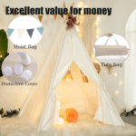 Kids Teepee Tent - Portable Indoor/Outdoor Play Tent in White - Image 3