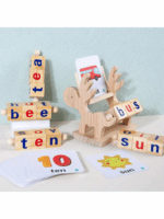 Words Spelling Game Set - Fawn Toy for Kids! Featuring Vowel Letter Pairing, Ideal for Cognitive Early Education, Comes with Wooden Reading Blocks and Flashcards to Enhance Language Skills and Learning Fun - Image 6